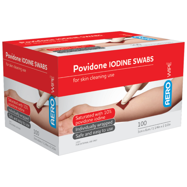 AEROWIPE 10% Povidone Iodine Swabs 60 x 33mm - 10 pack
