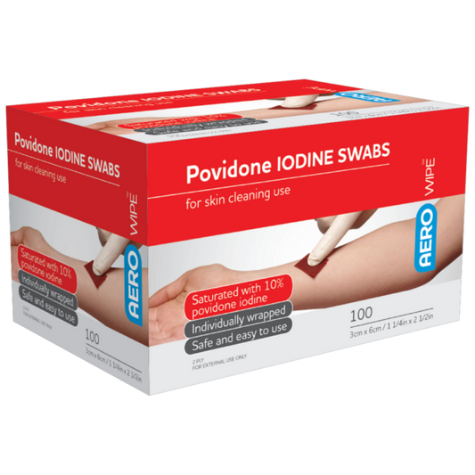 AEROWIPE 10% Povidone Iodine Swabs 60 x 33mm - 10 pack
